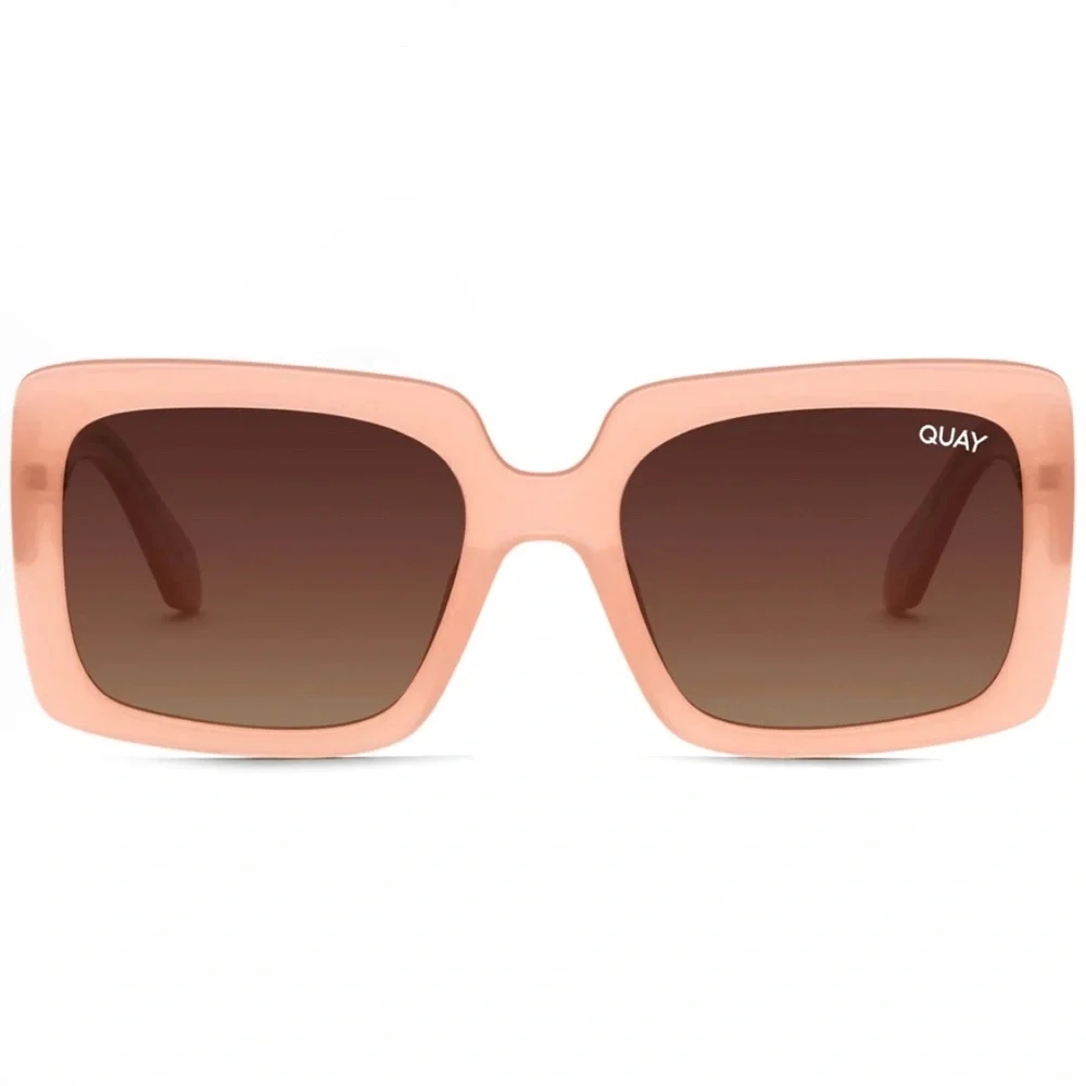 QUAY Total Vibe Sunglasses Polarized Pink Frame Brown Lens NWT